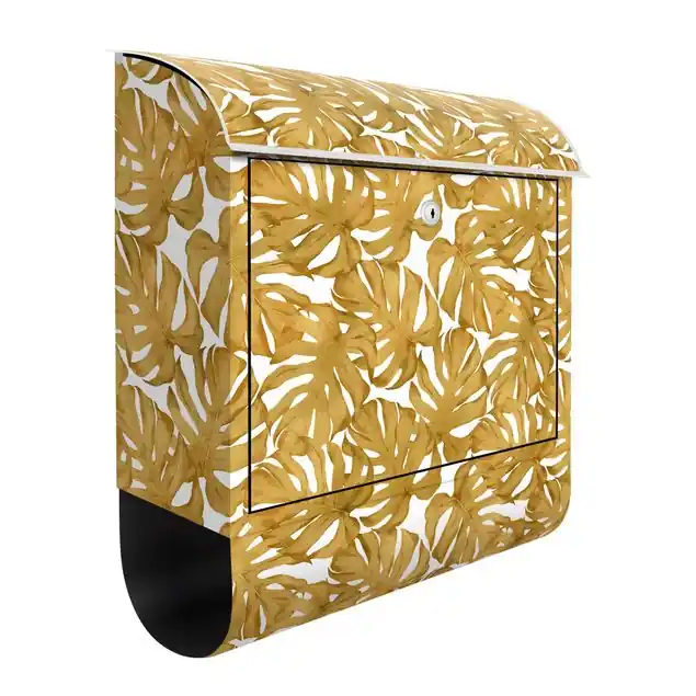Abverkauf Aquarell Monstera Blätter in Gold