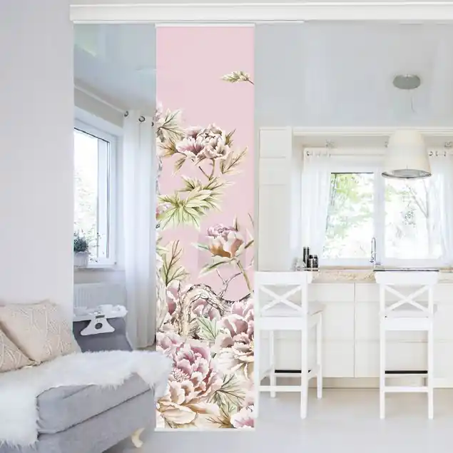 Bestseller Aquarell Störche im Flug mit Rosen auf Rosa