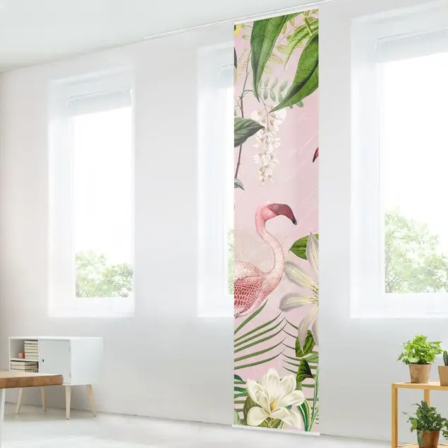 Kostenloser Versand Tropische Flamingos mit Pflanzen in Rosa