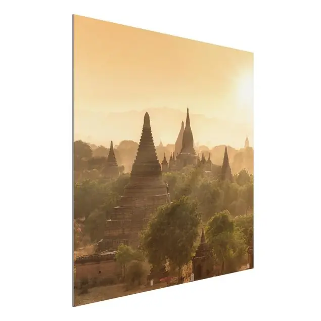 Sonnenuntergang über Bagan Alu-Dibond Bild Rabatt