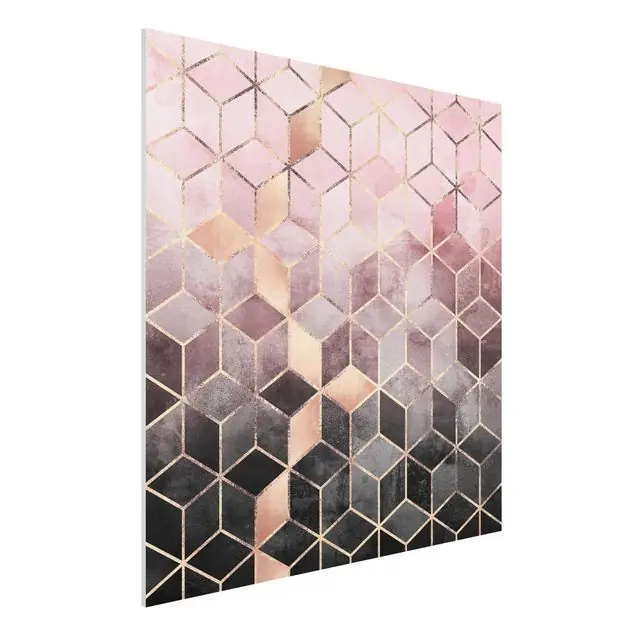 Markenware Rosa Grau goldene Geometrie Forexbild - Quadrat