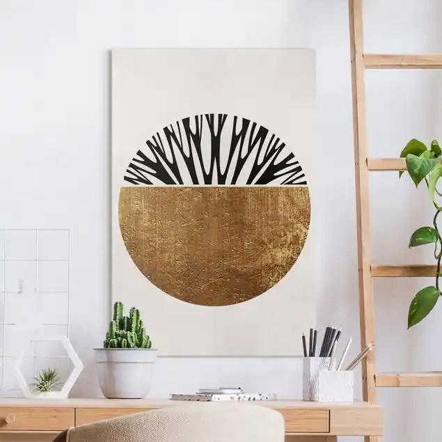 Meistverkauft Abstrakte Formen - Goldener Kreis Leinwandbild – Canvas
