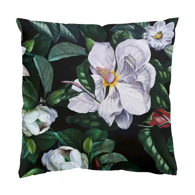 Versand Am Gleichen Tag Tropische Nacht mit weißen Blumen Dekokissen – Canvas