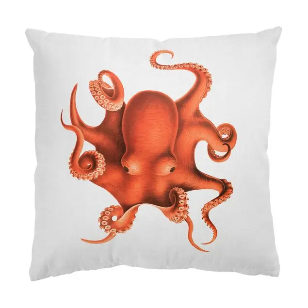 Mega-Angebot Vintage Illustration Roter Oktopus Dekokissen – Canvas