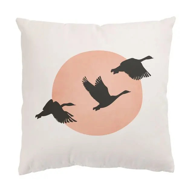Nur Heute Vögel vor rosa Sonne III Dekokissen – Canvas