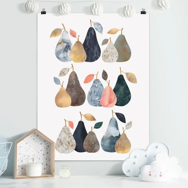 Collage Goldene Birnen Poster - Hochformat Sofort Bestellen