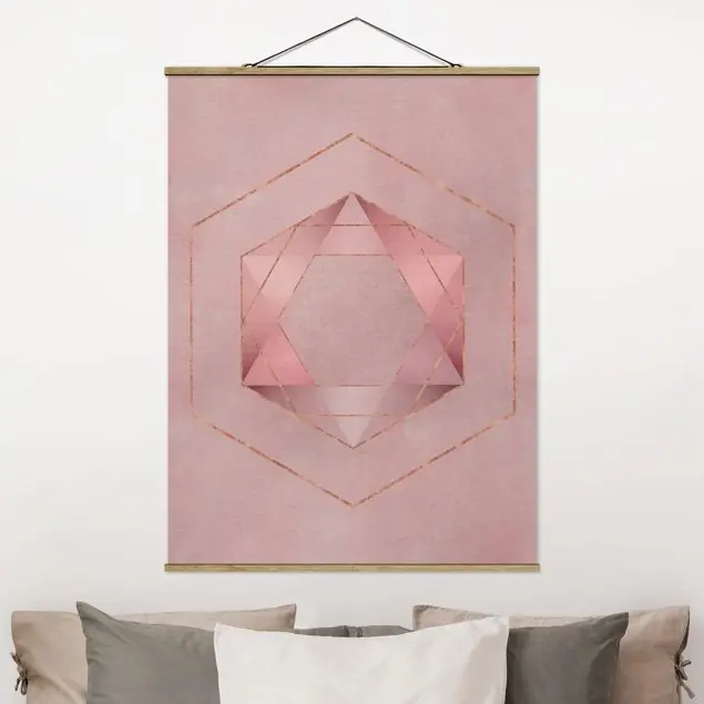 Geometrie in Rosa und Gold I Stoffbild - Hochformat Preis Gesenkt