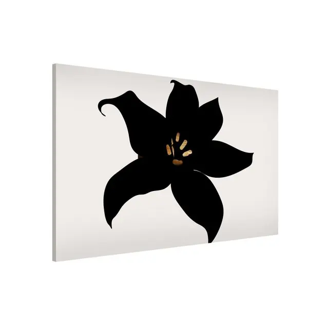 Preisreduziert Grafische Pflanzenwelt - Orchidee Schwarz und Gold Magnettafel