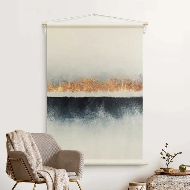 Goldener Horizont Aquarell Wandteppich Nur Heute