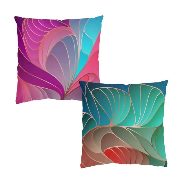 Gratis Versand Farbenfrohes Art Deco Duo Dekokissen – Canvas