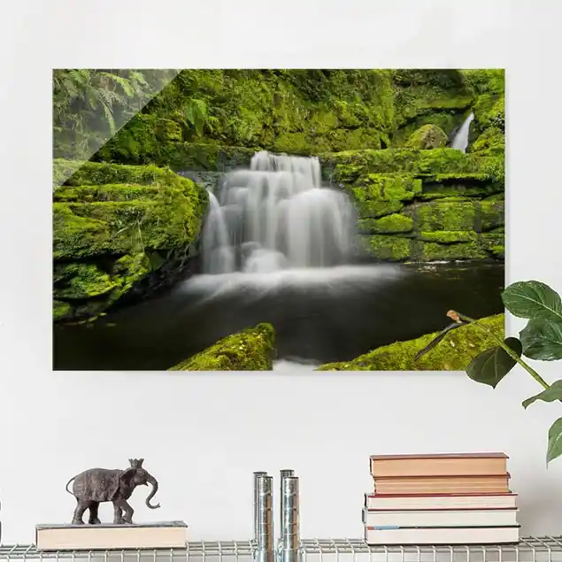 Lower McLean Falls in Neuseeland Glasbild - Querformat Bestpreis