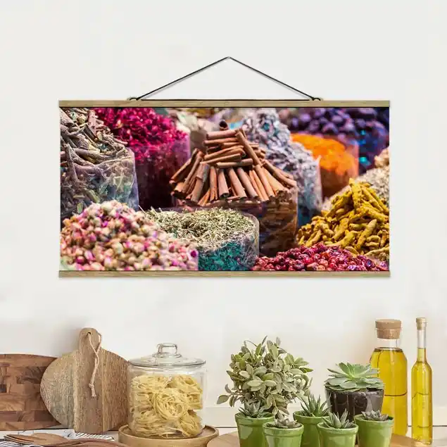 Gratis Versand Farbenfrohe Gewürze Stoffbild