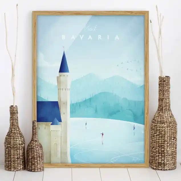 Reiseposter - Bavaria Bild mit Rahmen - Hochformat Garantierte Lieferung