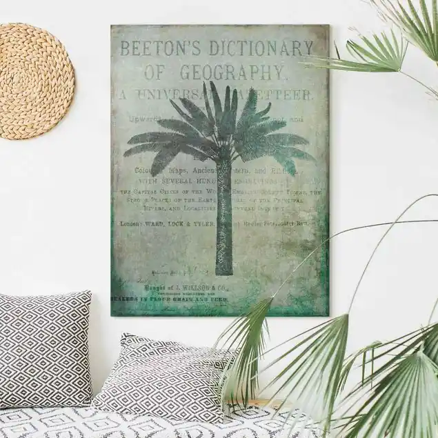 Sonderangebot Vintage Collage - Antike Palme Leinwandbild – Canvas