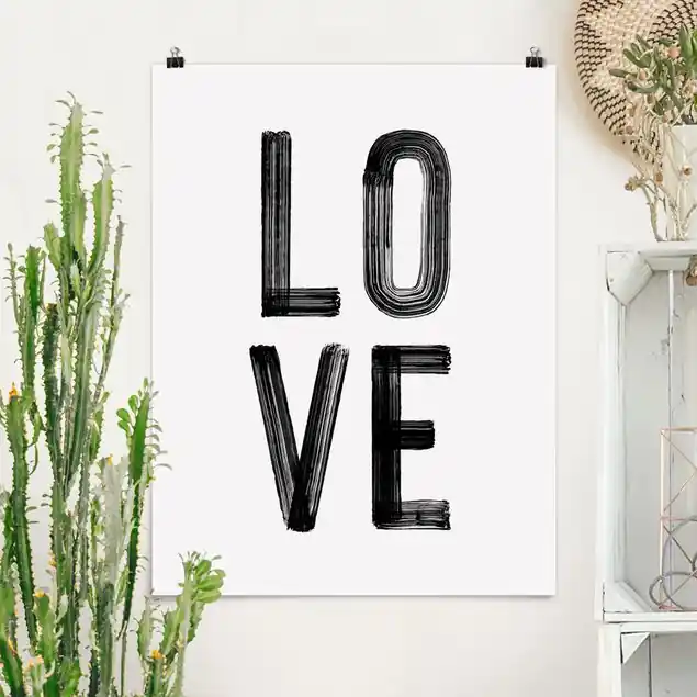 Abverkauf Love Typo in Schwarz                               Poster