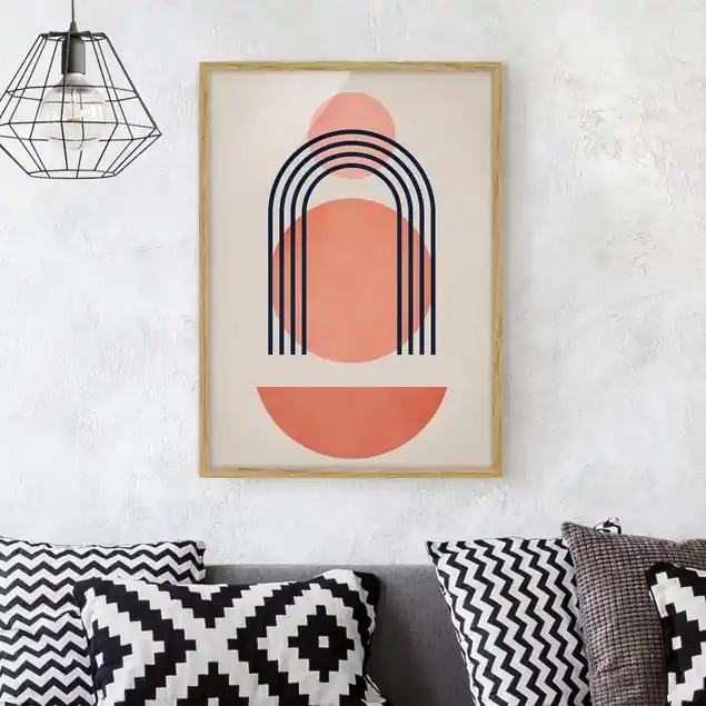 Abstrakte Formen in Rosa und Blau                               Bild mit Rahmen Neue Ware