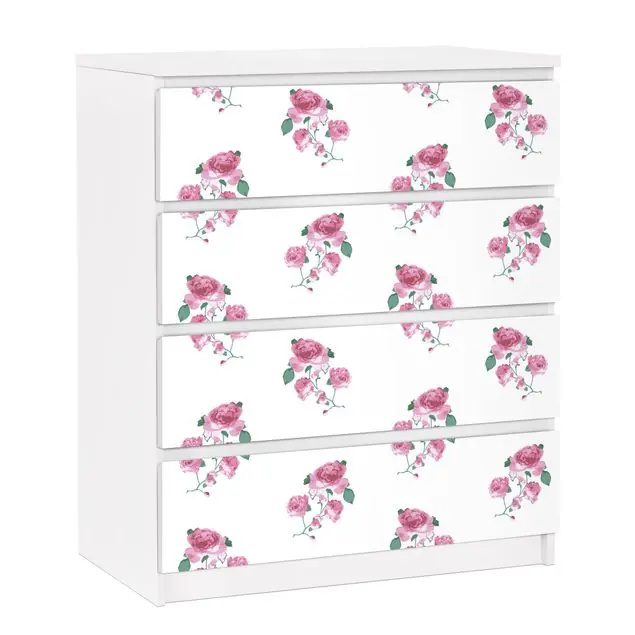 Neu Im Sortiment Englische Teerosen Möbelfolie für IKEA Malm Kommode 4 Schubladen