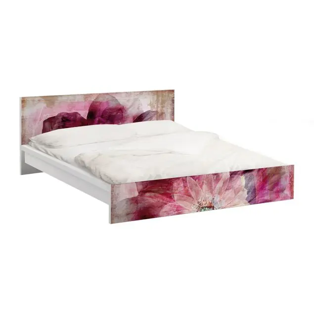 Preiswert Grunge Flower Möbelfolie für IKEA Malm Bett 140 cm Breite