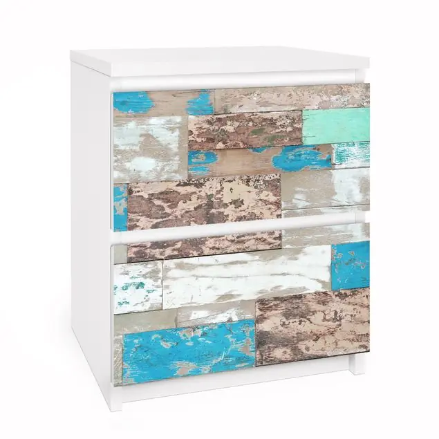 Maritime Planks Möbelfolie für IKEA Malm Kommode 2 Schubladen Günstig