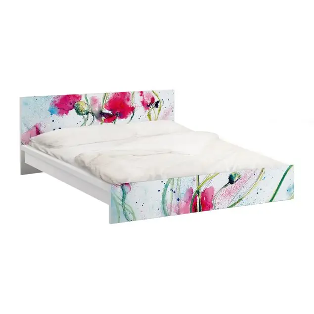 Painted Poppies Möbelfolie für IKEA Malm Bett 140 cm Breite Markenprodukt