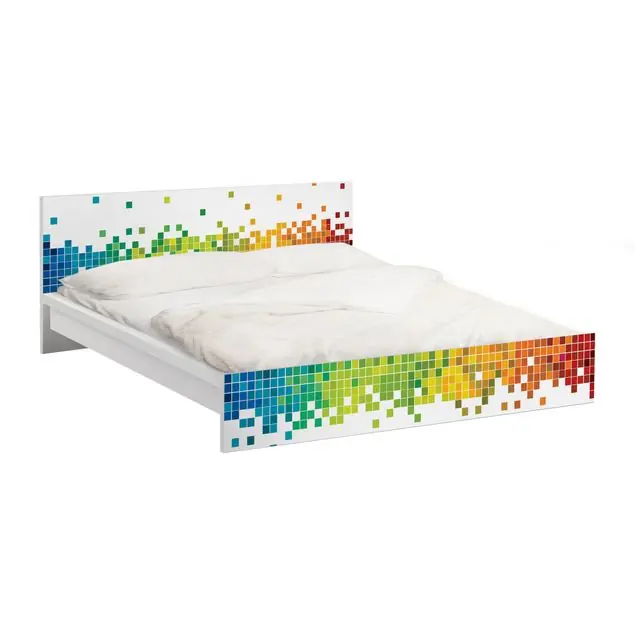 Schneller Versand Pixel-Regenbogen Möbelfolie für IKEA Malm Bett 180 cm Breite