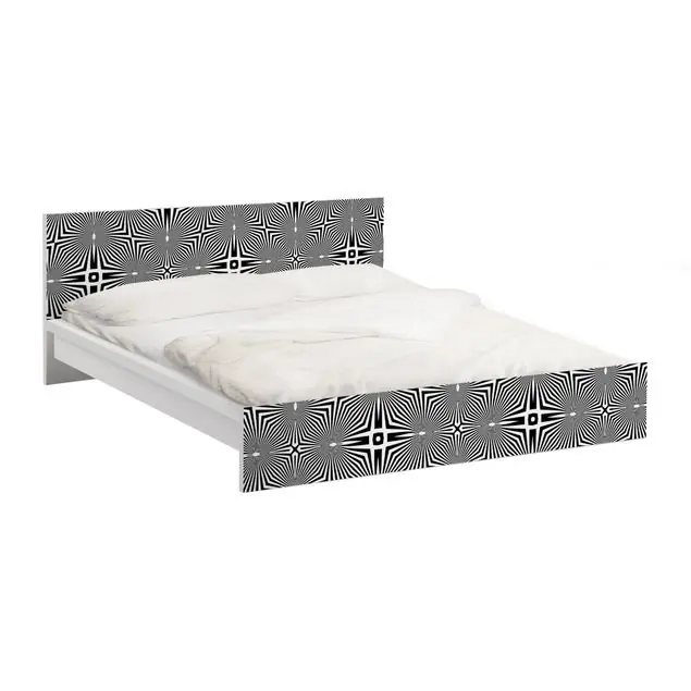 Abstraktes Ornament Schwarzweiß Möbelfolie für IKEA Malm Bett 160 cm Breite Ausverkauf