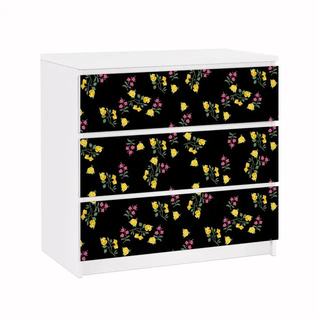 Neue Ware Mille fleurs Muster Möbelfolie für IKEA Malm Kommode 3 Schubladen