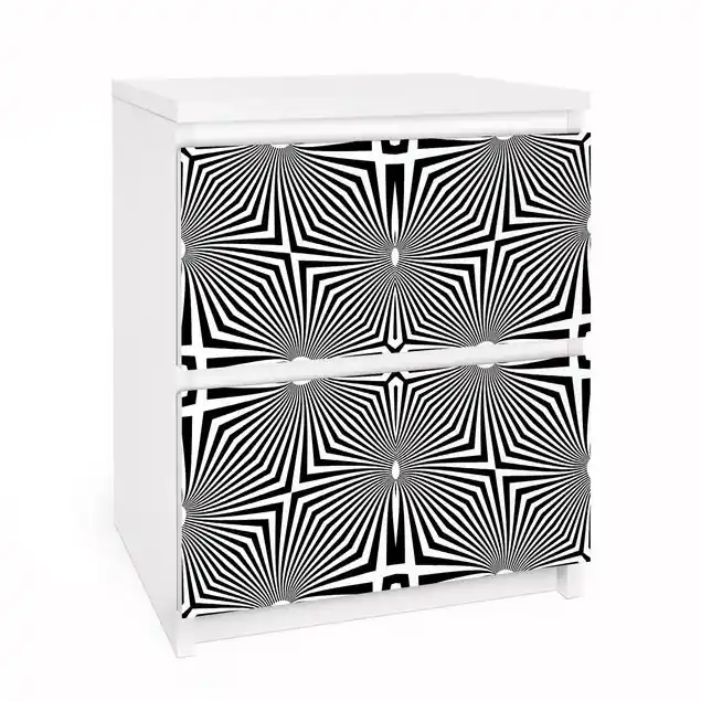 Abverkauf Abstraktes Ornament Schwarzweiß                               Möbelfolie für IKEA Malm