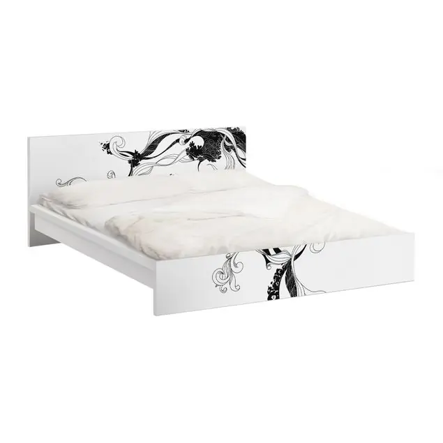 Aktuell Ranke in Tusche Möbelfolie für IKEA Malm Bett 160 cm Breite