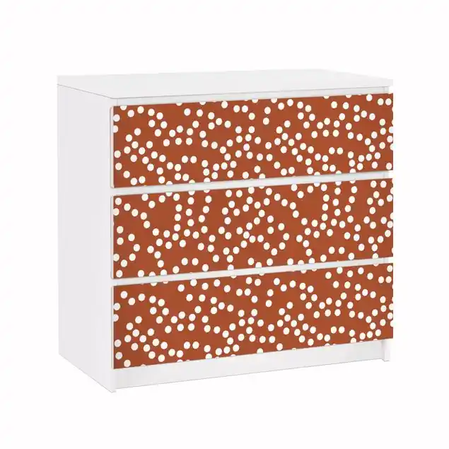 Aborigine Punktmuster Braun                               Möbelfolie für IKEA Malm Kommode 3 Schubladen Neuheit