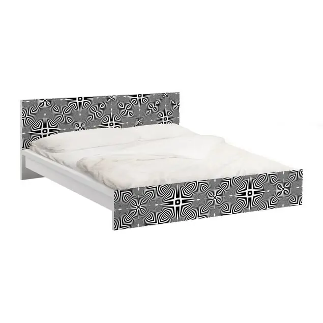 Abstraktes Ornament Schwarzweiß Möbelfolie für IKEA Malm Bett 140 cm Breite Expressversand