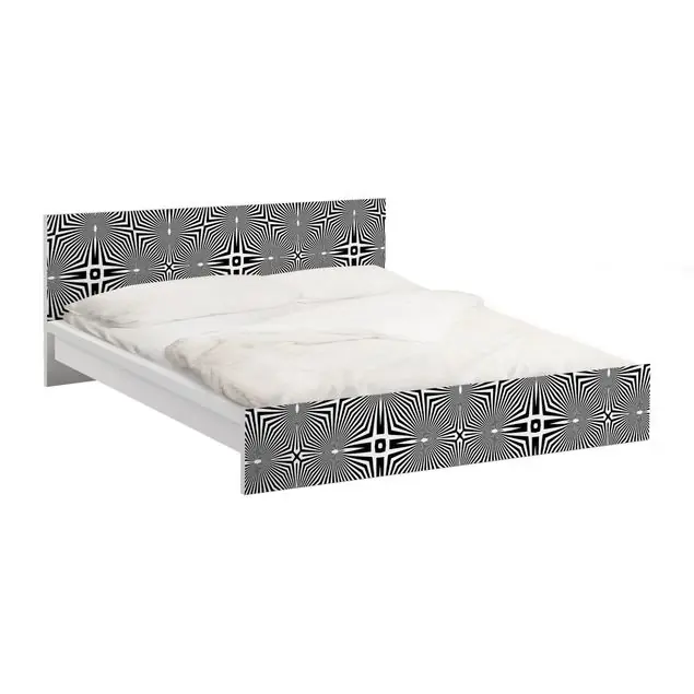 Abstraktes Ornament Schwarzweiß Möbelfolie für IKEA Malm Bett 180 cm Breite Sonderangebot