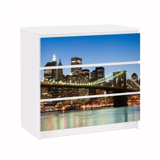 Knallerangebot Brooklyn Brücke in New York Möbelfolie für IKEA Malm Kommode 3 Schubladen