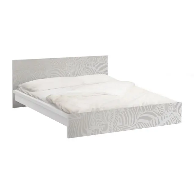 No.DS4 Zebrastreifen Hellgrau Möbelfolie für IKEA Malm Bett 160 cm Breite Kostenfreie Lieferung
