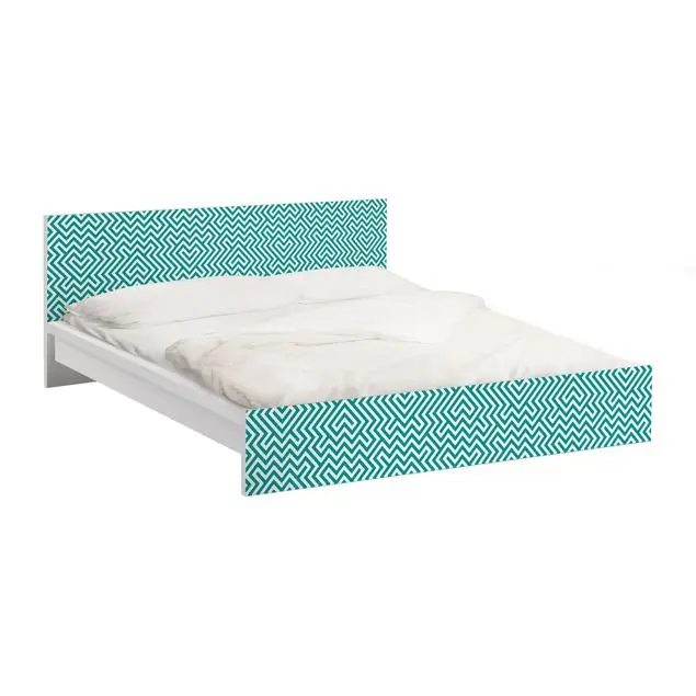 Gratis Versand Geometrisches Design Mint Möbelfolie für IKEA Malm Bett 180 cm Breite