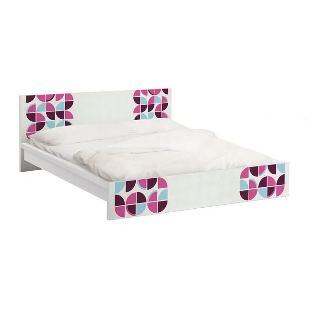 Retro Kreise Musterdesign Möbelfolie für IKEA Malm Bett 160 cm Breite Top-Seller