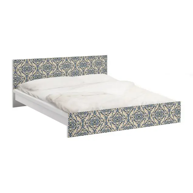 Aktuell Spitzen Ornament in Beige Möbelfolie für IKEA Malm Bett 140 cm Breite