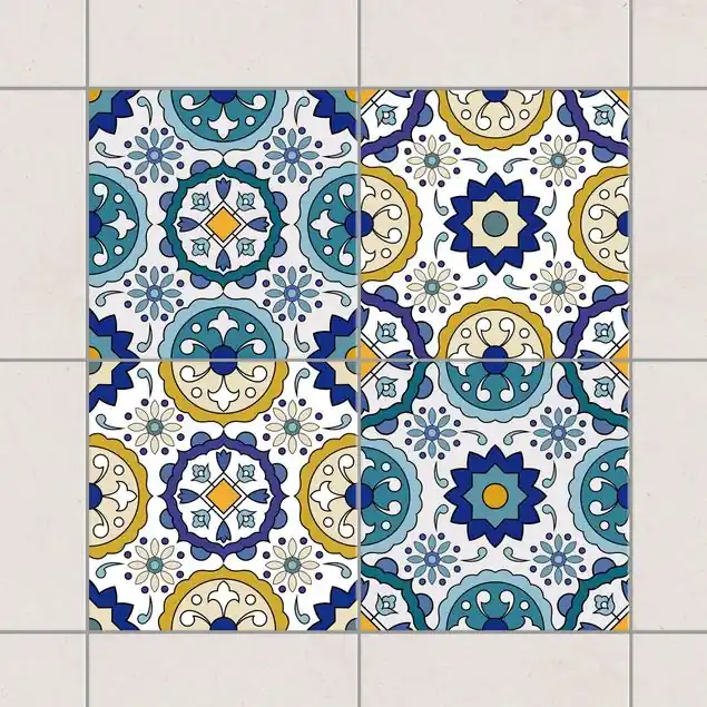4 Portugiesische Azulejo Fliesen                               Fliesenaufkleber Preiswert