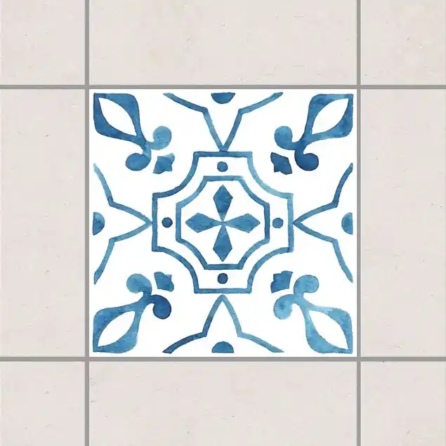 Günstig Muster Blau Weiß Serie No.9 Fliesenaufkleber