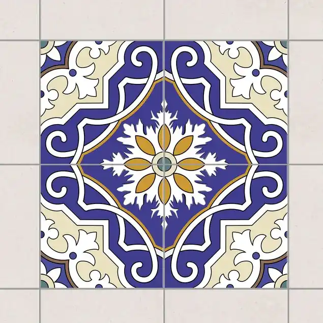 Aktuell Ornament aus 4 spanischen Fliesen Fliesenaufkleber