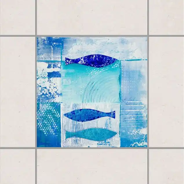 Aktuell Fish in the Blue Blau                               Fliesenaufkleber