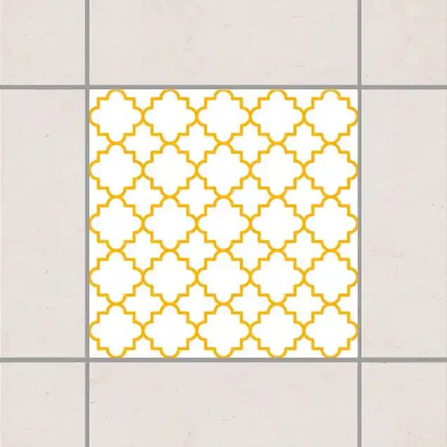 Versand Am Gleichen Tag Traditional Quatrefoil White Melon Yellow Fliesenaufkleber