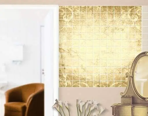 Neue Ware Pergament mit Ornamentik Fliesenbild - Quadrat
