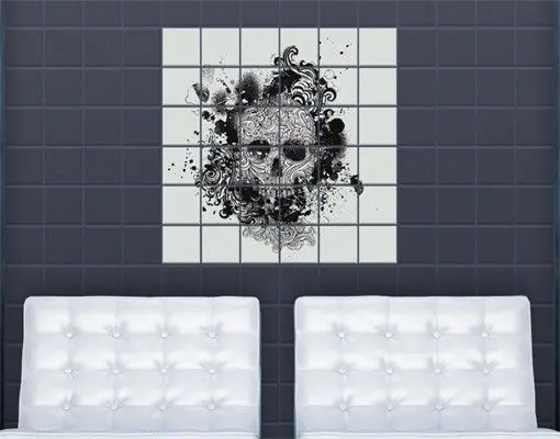Top-Preis Skull Fliesenbild - Quadrat