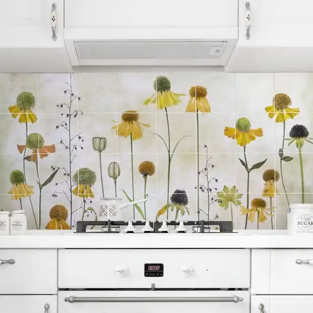 Zarte Helenium Blüten Fliesenbild - Querformat Günstig