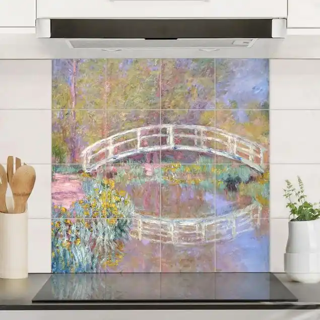 Claude Monet - Brücke Monets Garten Fliesenbild - Quadrat Nur Heute