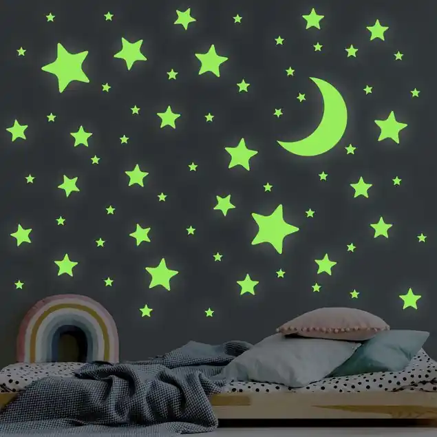 Direkt Vom Hersteller Leucht-Wandtattoo-Set Mond und Sterne Set                               Leucht-Wandtattoo-Set